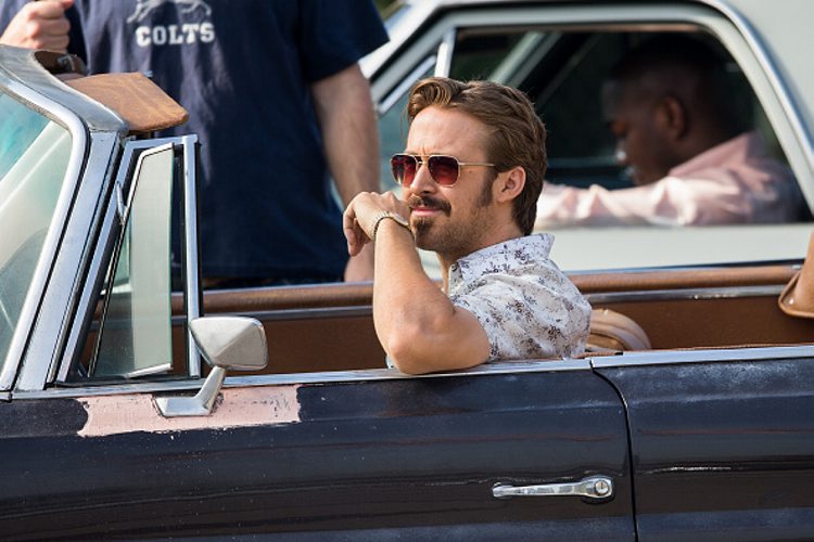 Ryan Gosling is seen on set filming for 'The Nice Guys'  in Los Angeles. (Getty Images)